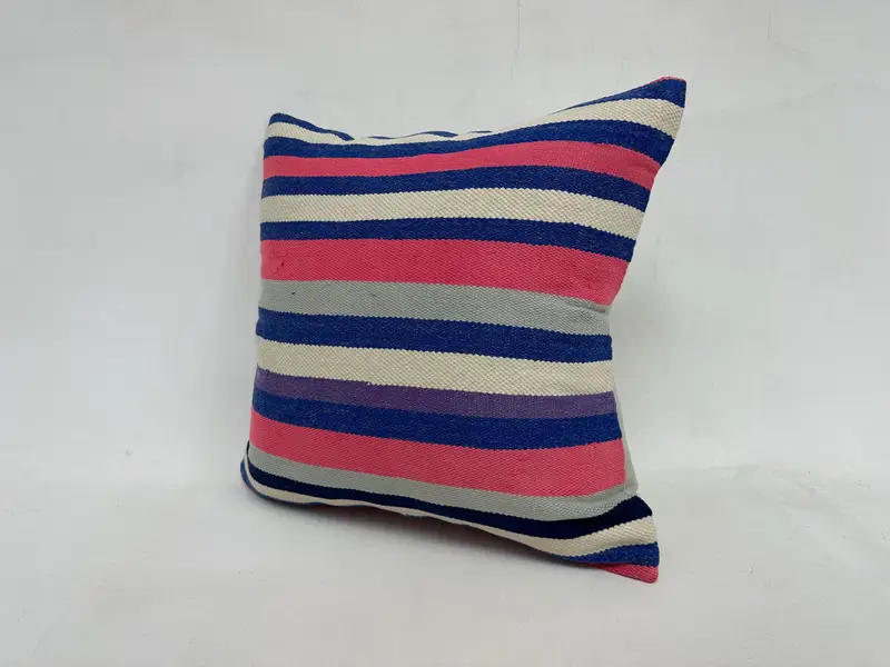 Cushion Cover, Accent Cushion, Bright Pillow, Kilim Cushion Sham, 20x20 Pink Pillow, Floor Cushion, Interior Designer Pillow, Kilim Pillow - 4