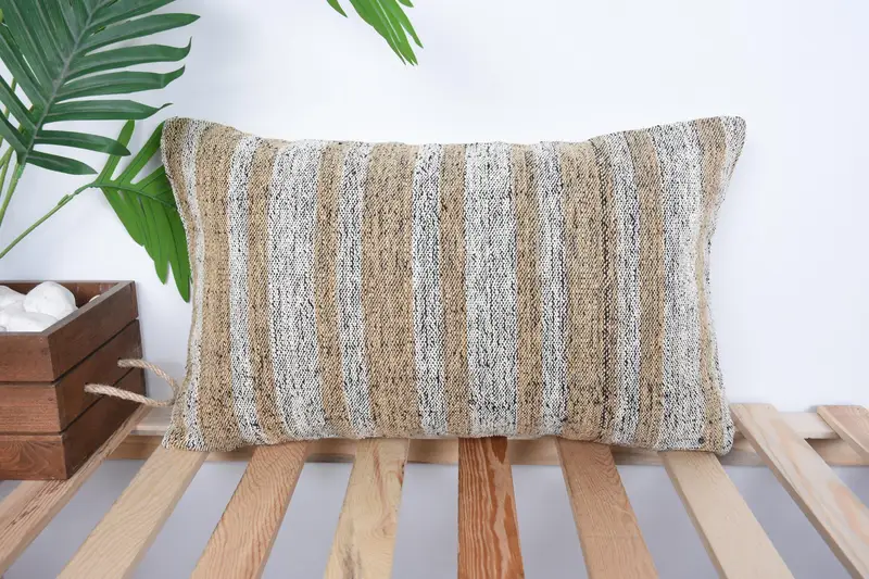 Pet Cushion Cover, Kilim Rug Cushion Case, Pillow for Sofa, 12x20 White Cushion, Kilim Pillow Cover, Kilim Cushion Sham, Pillow Sham - 1