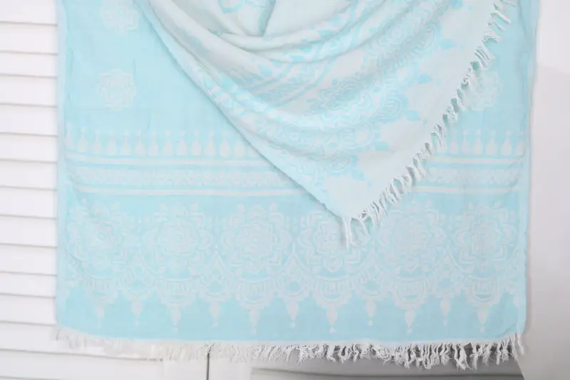 Turquoise Cotton Towel Monogrammed Beach Towel, 36x73 Inches