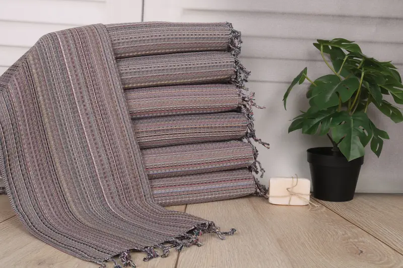 Brown Cotton Tea Towel Personalized Geometric, 18x38 Inches