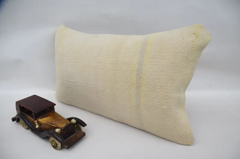 Vintage Kilim Pillow, Outdoor Bolster Cushion, 12x20 Beige Pillow Cover, Cushion Case, Vintage Pillow, Outdoor Pillow, Gift Pillow - 3