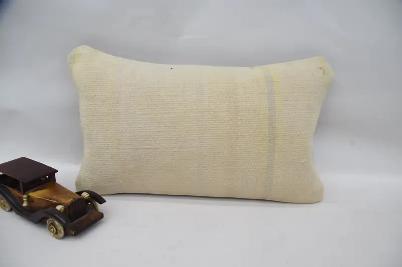 Vintage Kilim Pillow, Outdoor Bolster Cushion, 12x20 Beige Pillow Cover, Cushion Case, Vintage Pillow, Outdoor Pillow, Gift Pillow - 4