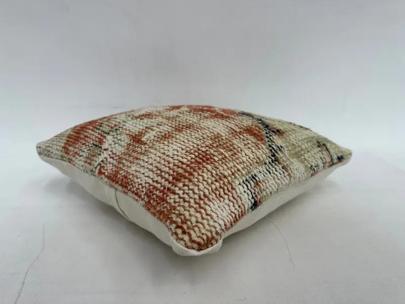 Red & Beige Southwestern Embroidered Pillow, 14x14 Inches Decorative Pillow - 6