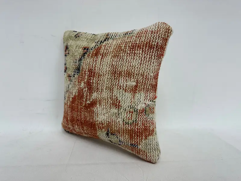 Red & Beige Southwestern Embroidered Pillow, 14x14 Inches Decorative Pillow - 4