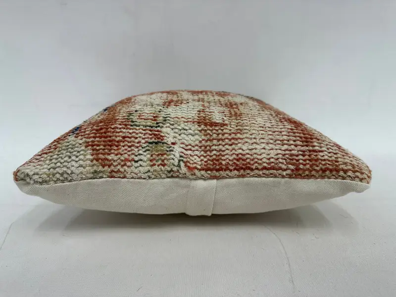 Red & Beige Southwestern Embroidered Pillow, 14x14 Inches Decorative Pillow - 5