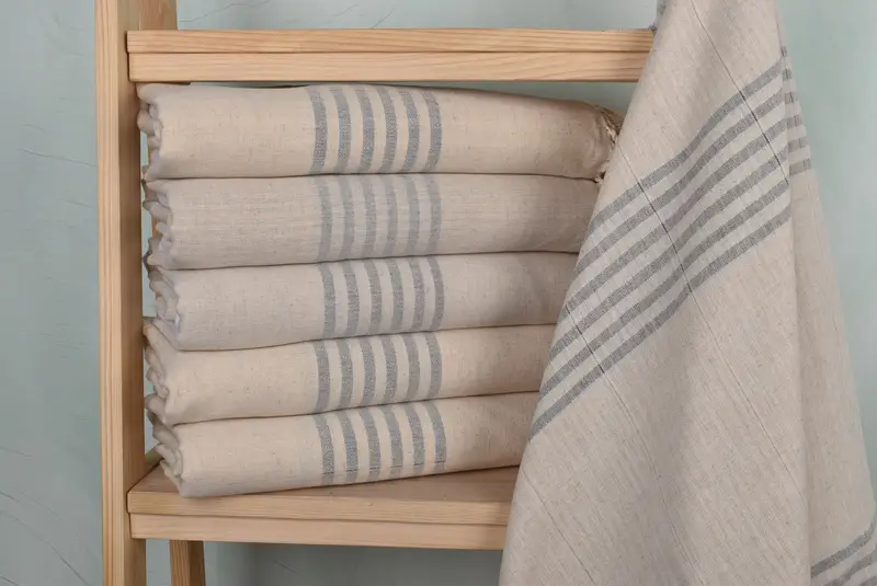 Organic Beach Towel, Bridal Shower Favors, 68x36 Linen Striped Towel, Organic Towel, Towel With Name, Bath towel, Quick-dry peshtemal, Birthday Gift - 2