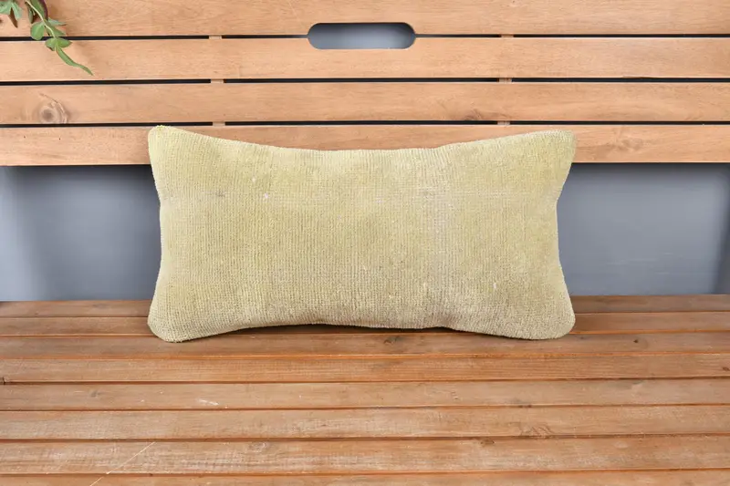 Hippie Throw Cushion, Cushion Cover, Gift Pillow, Retro Throw Cushion Cover, 12x24 Yellow Cushion, Kilim Cushion Sham, Kilim Pillow - 6