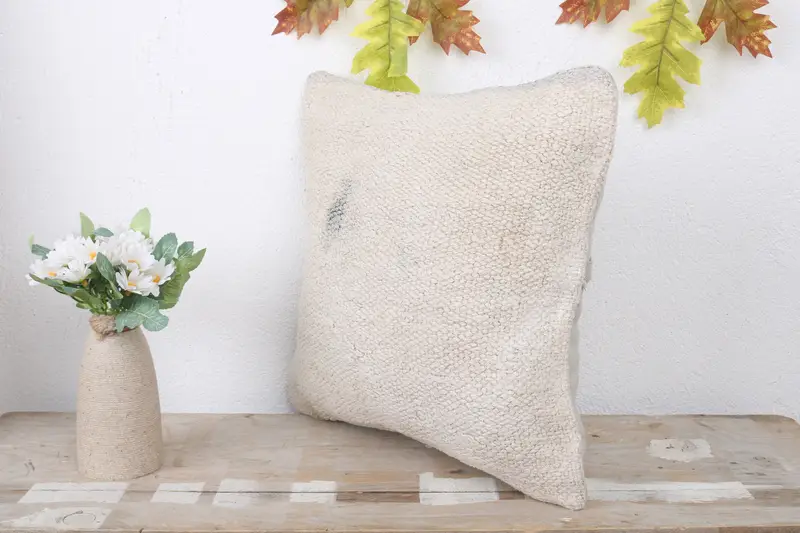 Ethnical Kilim Rug Pillow, Pastel Pillow Case, Shabby Chic Pillow, 14x14 White Pillow Sham, Kilim Pillow Cover, Pillow for Sofa, Pillow - 4