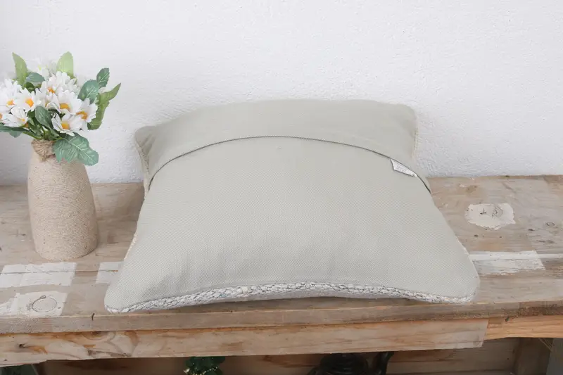 Ethnical Kilim Rug Pillow, Pastel Pillow Case, Shabby Chic Pillow, 14x14 White Pillow Sham, Kilim Pillow Cover, Pillow for Sofa, Pillow - 7