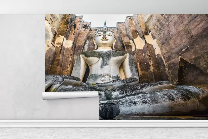 Wat Mahathat Wall Art,Custom Wall Paper,Paper Wall Art ,Thailand Wall Decor,Bright Wall Paper,Meditation Mural, - 8
