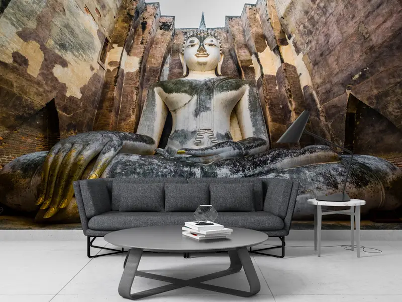 Wat Mahathat Wall Art,Custom Wall Paper,Paper Wall Art ,Thailand Wall Decor,Bright Wall Paper,Meditation Mural, - 9