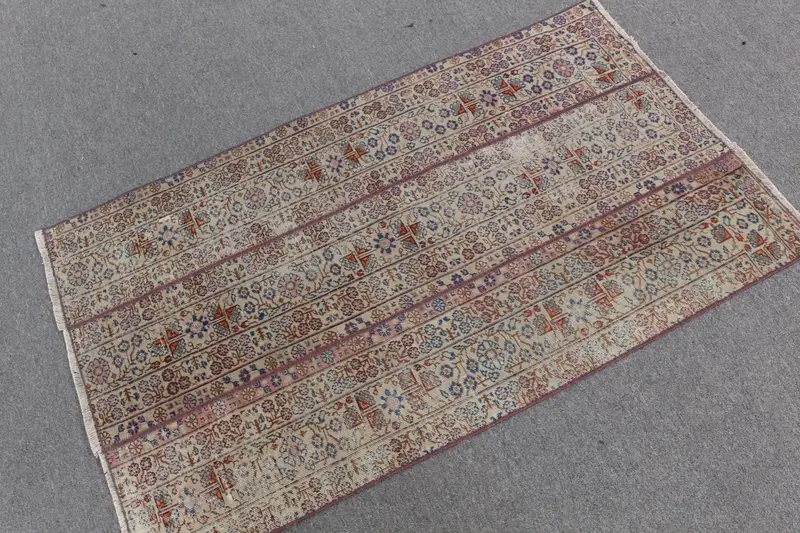 2.6x4.5 ft Türk Halısı, Küçük Vintage Halı, Mavi Çiçekli Halı - 1