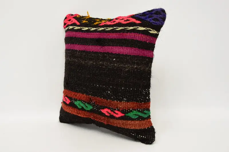 Home Decor Pillow, Pillow Case, Handmade Kilim Cushion, Turkish Rugs Cushion Case, Antique Pillows, 12x12 Brown Cushion Cover, Southwestern Cushion - 4