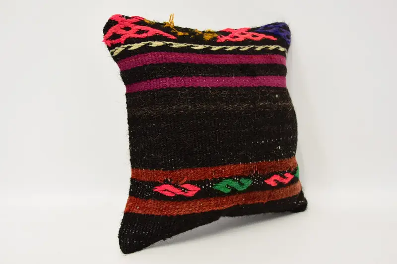 Home Decor Pillow, Pillow Case, Handmade Kilim Cushion, Turkish Rugs Cushion Case, Antique Pillows, 12x12 Brown Cushion Cover, Southwestern Cushion - 3
