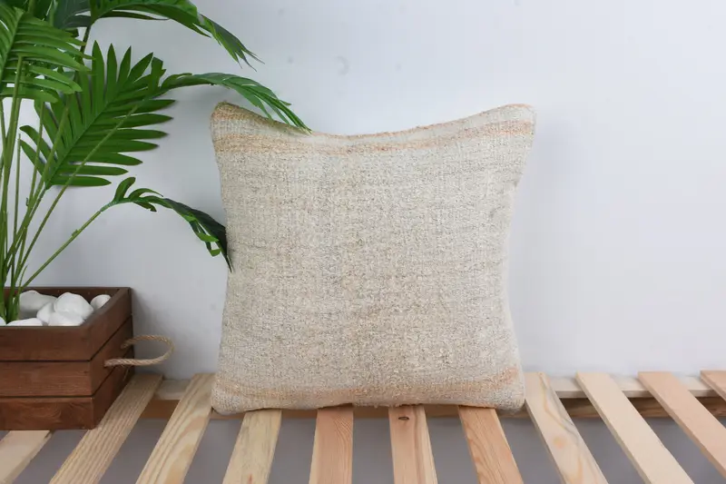 16x16 White Cushion Case, Home Decor Pillow, Antique Pillows, Pillow Cover, Turkish Corner Cushion, Interior Designer Pillow - 1
