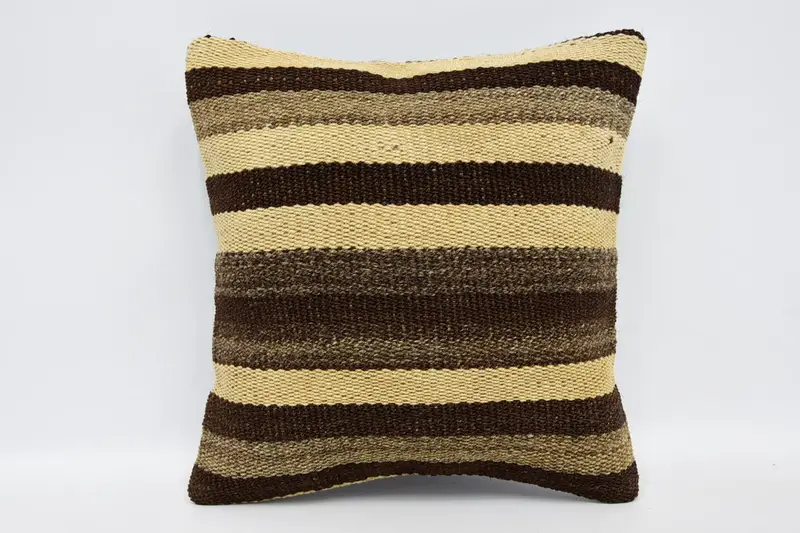 Kilim Cushion Sham, Toss Pillow, Boho Pillow, Pillow, Vintage Pillow, Sofa Bolster Pillow Cover, 12x12 Brown Pillow Cover, Vintage Throw Cushion - 1