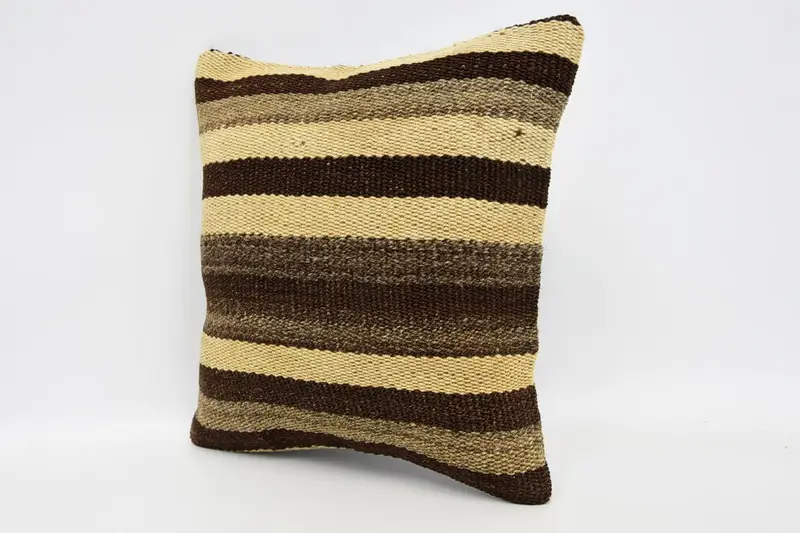 Kilim Cushion Sham, Toss Pillow, Boho Pillow, Pillow, Vintage Pillow, Sofa Bolster Pillow Cover, 12x12 Brown Pillow Cover, Vintage Throw Cushion - 4