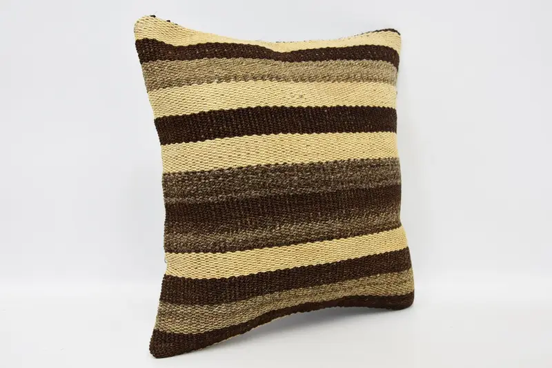 Kilim Cushion Sham, Toss Pillow, Boho Pillow, Pillow, Vintage Pillow, Sofa Bolster Pillow Cover, 12x12 Brown Pillow Cover, Vintage Throw Cushion - 3
