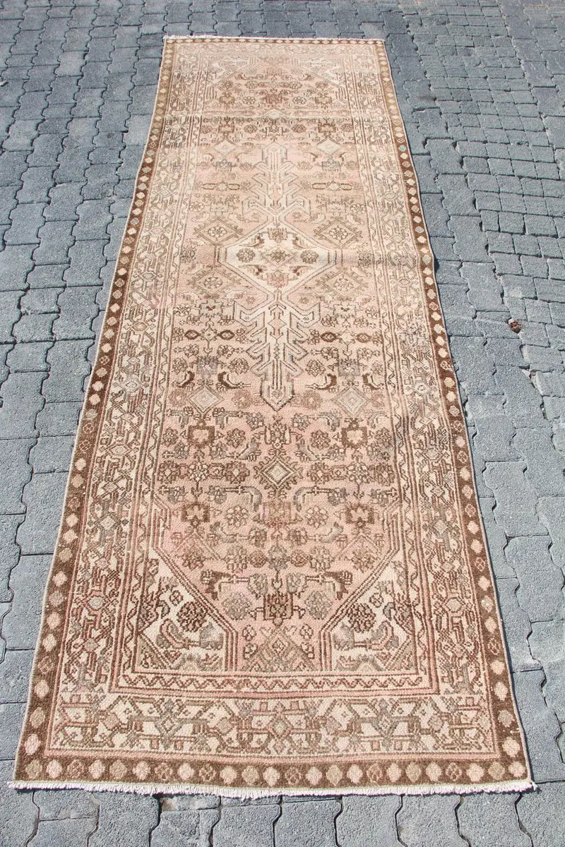 Bronz Ombré Halı, 3,1x9,5 ft Zarif Bronz-Kahverengi Dekor