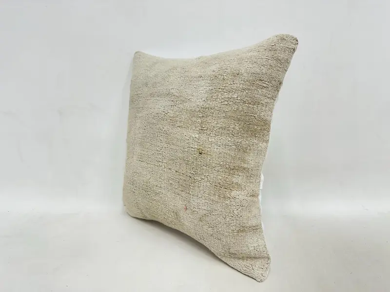 Neutral Cushion Cover, Handmade Kilim Cushion, Aesthetic Pillow Case, Boho Pillow Sham Cover, Kilim Pillow, Pillow, 16x16 Beige Pillow Cover - 4