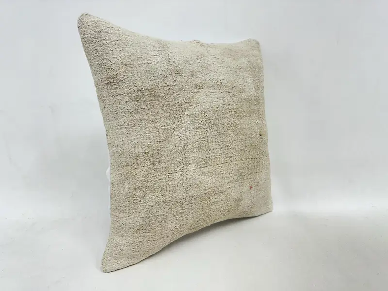 Neutral Cushion Cover, Handmade Kilim Cushion, Aesthetic Pillow Case, Boho Pillow Sham Cover, Kilim Pillow, Pillow, 16x16 Beige Pillow Cover - 3