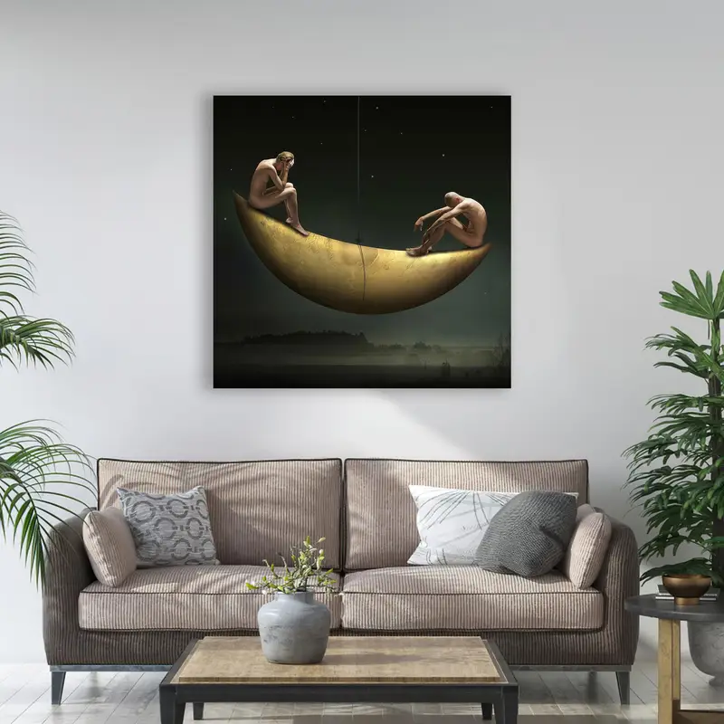 Elegant Moon Abstract Glass: Modern Art for Your Space