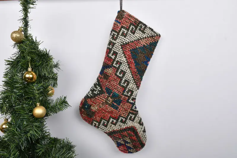 Patrón de adornos navideños, calcetín navideño de 7 pulgadas de ancho