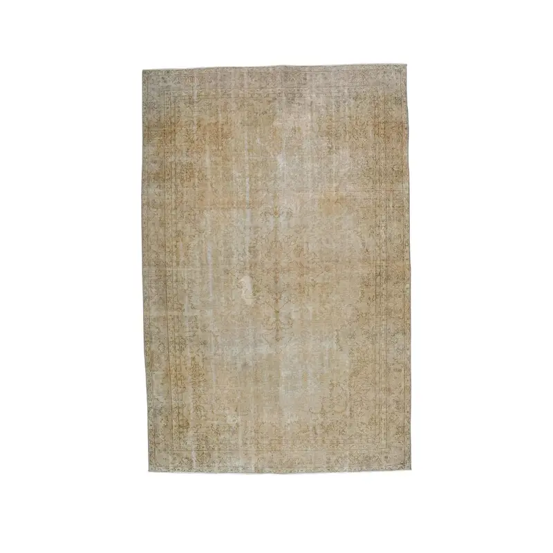 Turkish Oversize Rug 6.9x10.6 ft (210x323 cm), Oushak Brown Plants & trees Vintage Rug - 1