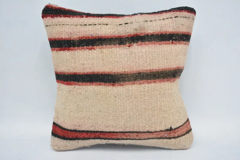 Pillow for Sofa, Boho Pillow, Designer Throw Cushion Case, Natural Pillow Cover, Pillow Cover, 12x12 Beige Pillow, Throw Kilim Pillow - 1