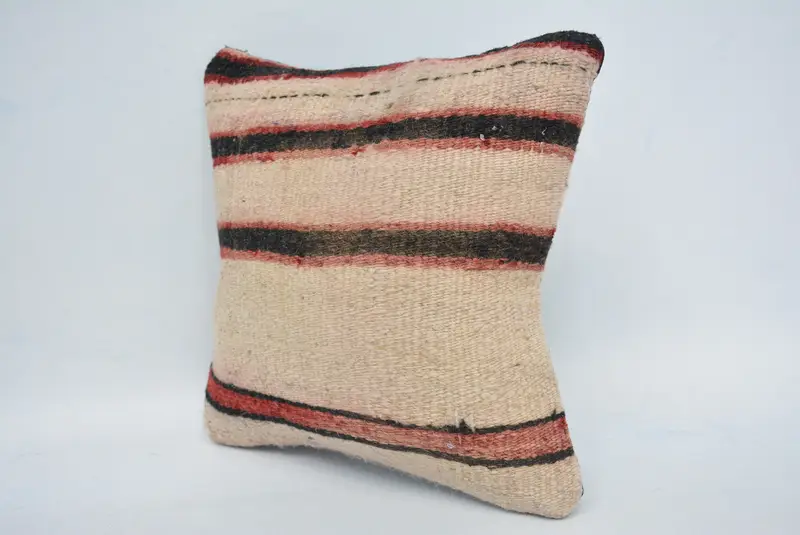Pillow for Sofa, Boho Pillow, Designer Throw Cushion Case, Natural Pillow Cover, Pillow Cover, 12x12 Beige Pillow, Throw Kilim Pillow - 4