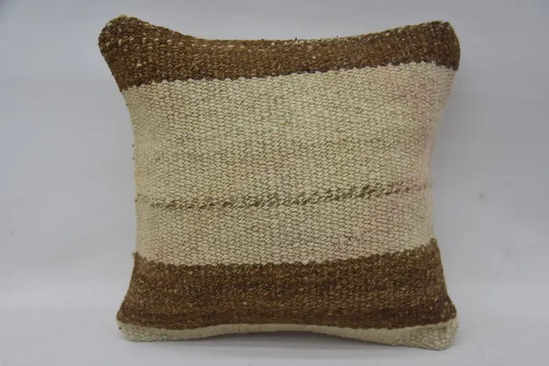 12x12 Beige Pillow Cover, Traditional Cushion Cover, Meditation Cushion Cover, Kilim Pillow, Pillow, Turkish Pillow, Vintage Kilim Throw Pillow - 4