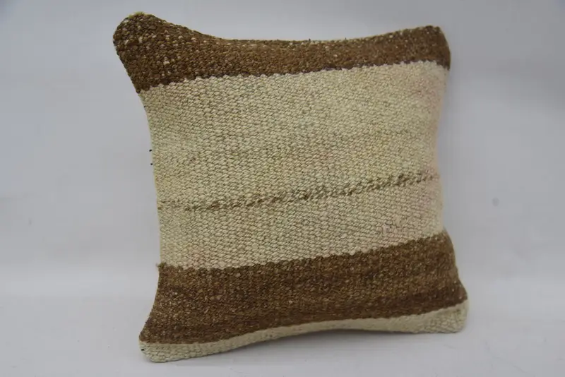 12x12 Beige Pillow Cover, Traditional Cushion Cover, Meditation Cushion Cover, Kilim Pillow, Pillow, Turkish Pillow, Vintage Kilim Throw Pillow - 2
