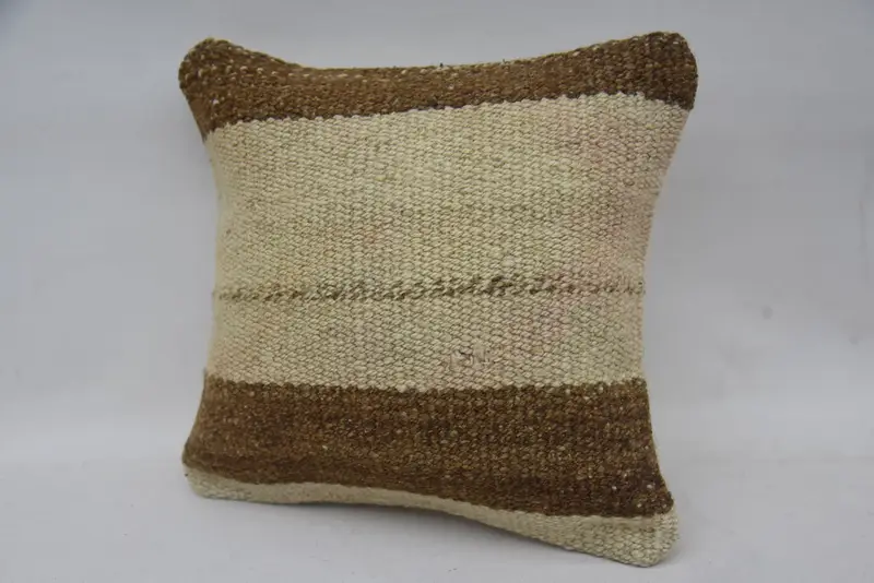 12x12 Beige Pillow Cover, Traditional Cushion Cover, Meditation Cushion Cover, Kilim Pillow, Pillow, Turkish Pillow, Vintage Kilim Throw Pillow - 3