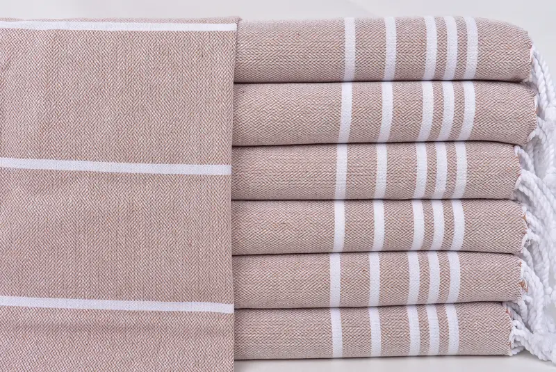 Turkish Hand Towel Beige Monogrammed, 18x38 Inches