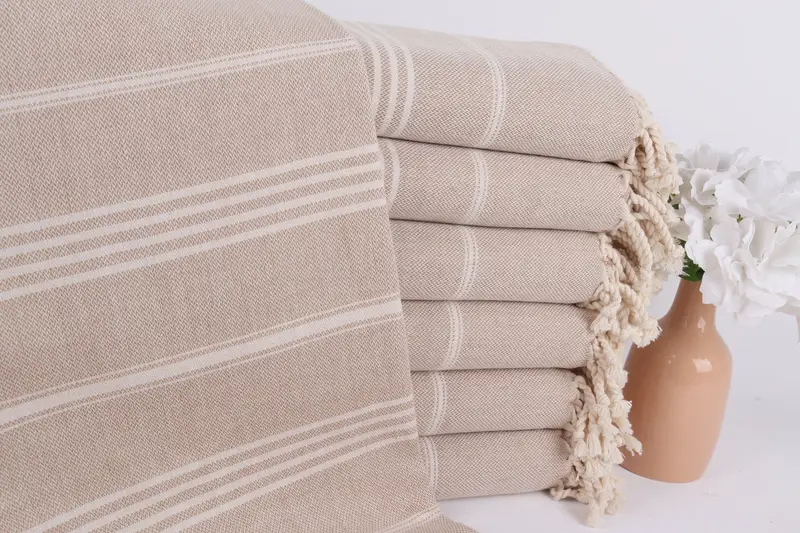 Home Decor Gift Brown Cotton Towel Handmade, 40x67 Inches