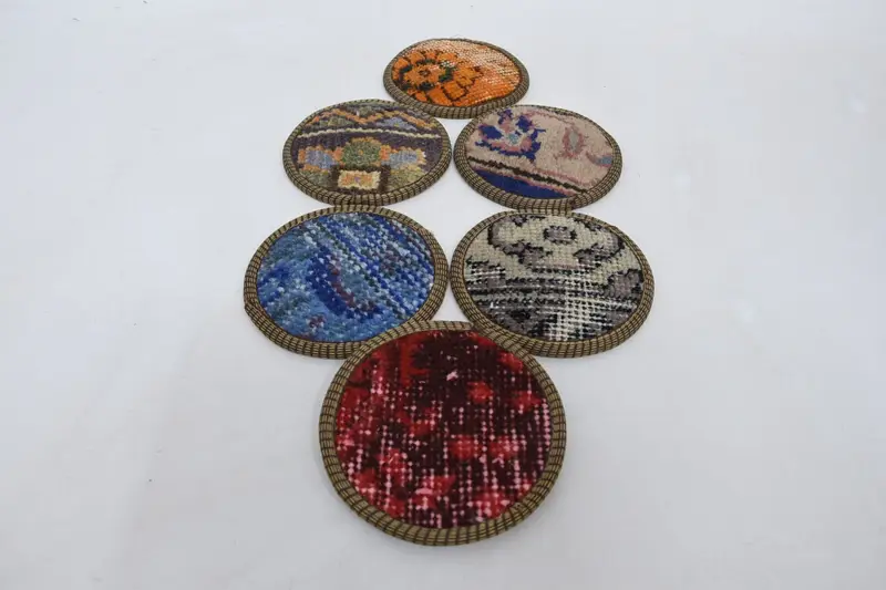 Red and Bronze Coaster Set, Unique and Durable Coaster Collection