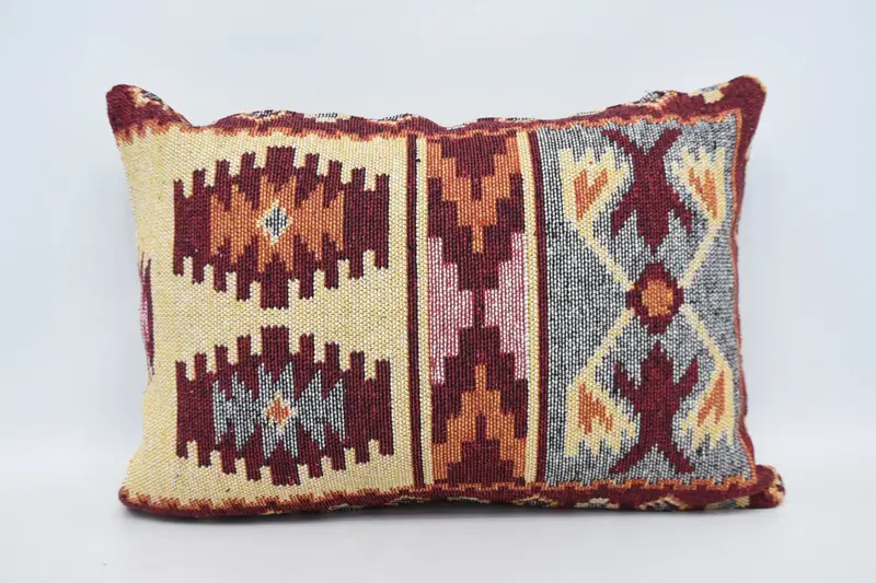 Meditation Cushion Case, Gift Pillow, 20x28 Red Cushion Case, Ethnical Kilim Rug Pillow, Throw Kilim Pillow, Cushion Case, Square Throw Pillow Sham - 6
