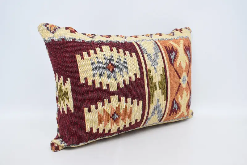 Meditation Cushion Case, Gift Pillow, 20x28 Red Cushion Case, Ethnical Kilim Rug Pillow, Throw Kilim Pillow, Cushion Case, Square Throw Pillow Sham - 3