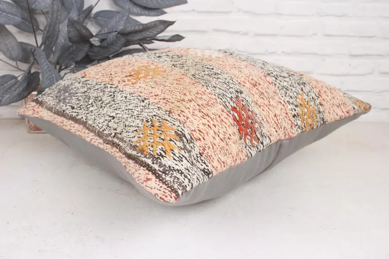 Handmade Kilim Cushion, Kilim Pillow Cover, 20x20 Pink Pillow Cover, One Of A Kind Cushion, Cushion Case, Kilim Pillow, Nautical Throw Cushion - 6