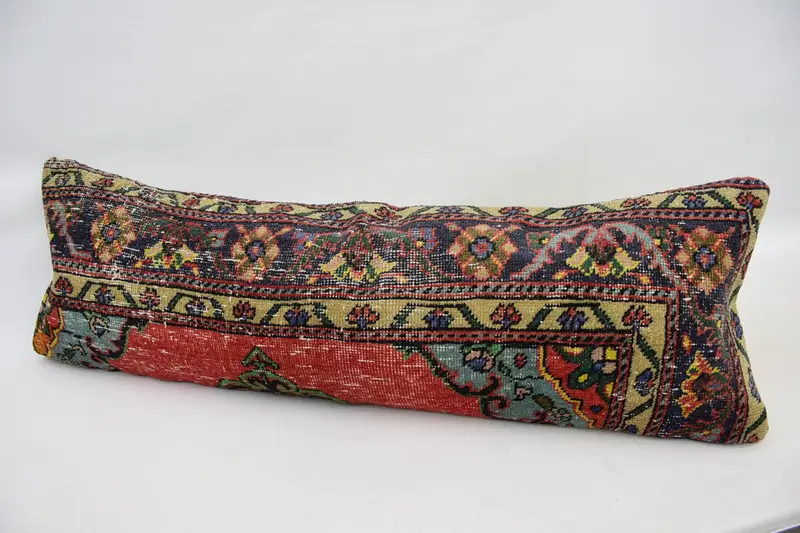 Outdoor Patio Pillow Case, Turkish Pillow, Gift Pillow, Handmade Kilim Cushion, Crochet Pattern Pillow Cover, 16x48 Red Pillow Case, Cushion - 5