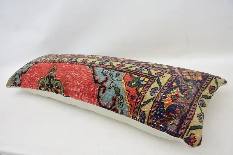 Outdoor Patio Pillow Case, Turkish Pillow, Gift Pillow, Handmade Kilim Cushion, Crochet Pattern Pillow Cover, 16x48 Red Pillow Case, Cushion - 6