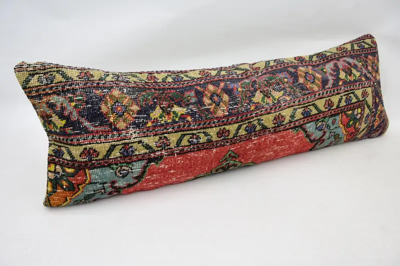 Outdoor Patio Pillow Case, Turkish Pillow, Gift Pillow, Handmade Kilim Cushion, Crochet Pattern Pillow Cover, 16x48 Red Pillow Case, Cushion - 3