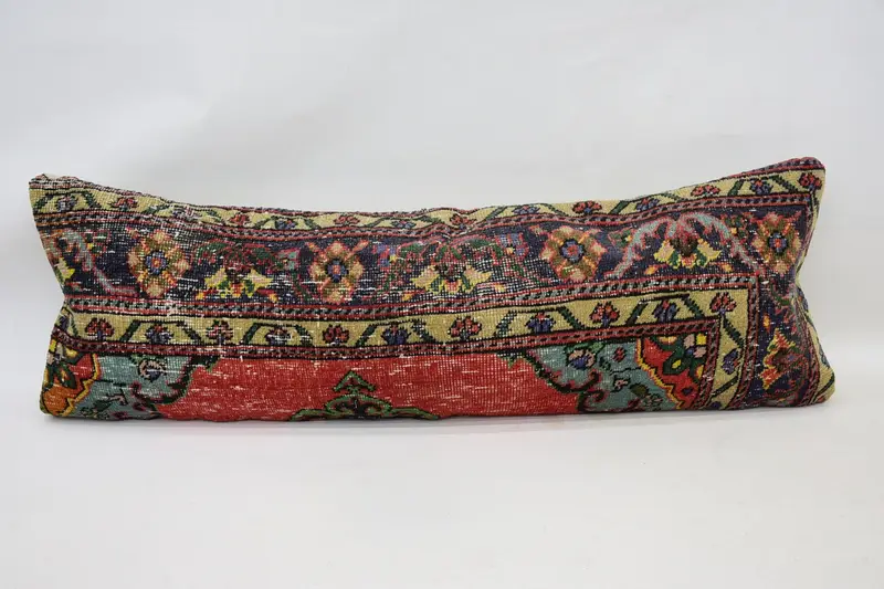 Outdoor Patio Pillow Case, Turkish Pillow, Gift Pillow, Handmade Kilim Cushion, Crochet Pattern Pillow Cover, 16x48 Red Pillow Case, Cushion - 1