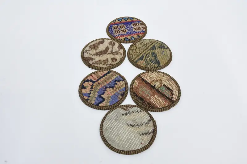 Bohemian Blue and Brown Round Coaster, Stylish Bohemian Coaster