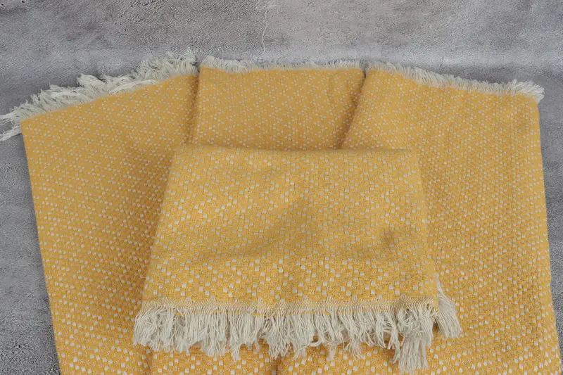 Organic Throw, Bedspread, Housewarming Gift, 76x68 Cotton Herringbone Towel, Turkish Bedcover, Turkish Blanket, Home Gift, Monogram Beach Blanket - 4
