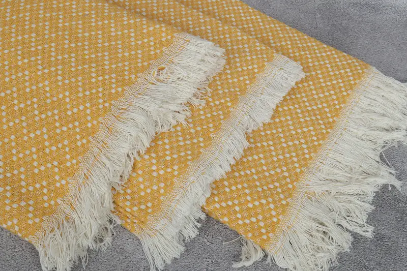 Organic Throw, Bedspread, Housewarming Gift, 76x68 Cotton Herringbone Towel, Turkish Bedcover, Turkish Blanket, Home Gift, Monogram Beach Blanket - 5