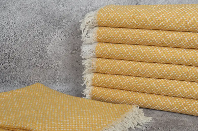 Organic Throw, Bedspread, Housewarming Gift, 76x68 Cotton Herringbone Towel, Turkish Bedcover, Turkish Blanket, Home Gift, Monogram Beach Blanket - 2