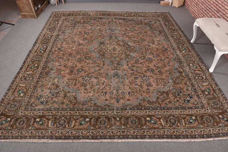 Orange Ikat Rug, 9,5x10,7 ft Vibrant Decor