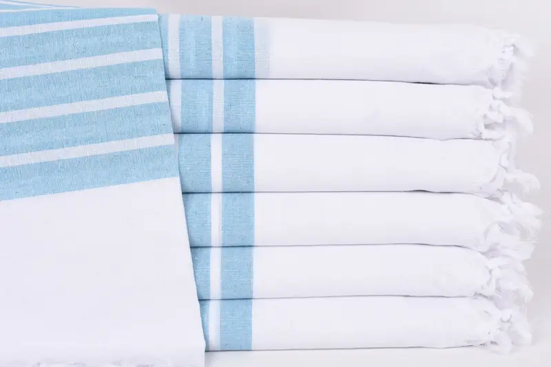 Personalized Organic Cotton Beach Towel Turquoise Striped, 70x40 Inches