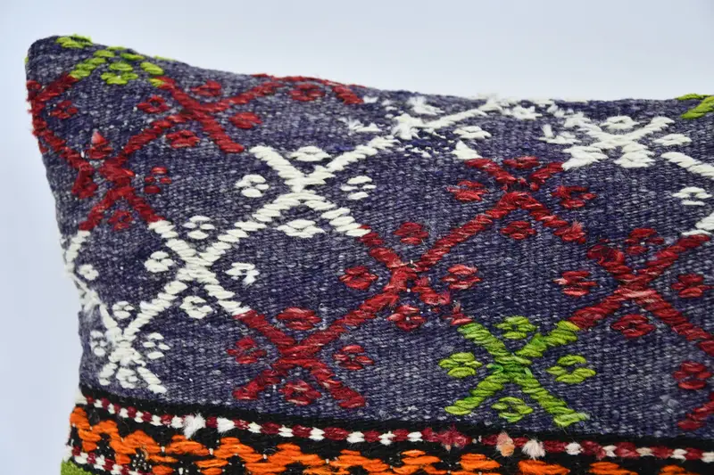 Ethnical Kilim Rug Pillow, Vintage Throw Pillow Sham, Kilim Cushion Sham, Vintage Kilim Throw Pillow, Pillow Cover, 12x36 Green Pillow - 2